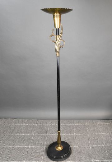 Art Deco Black & Brass Torchiere