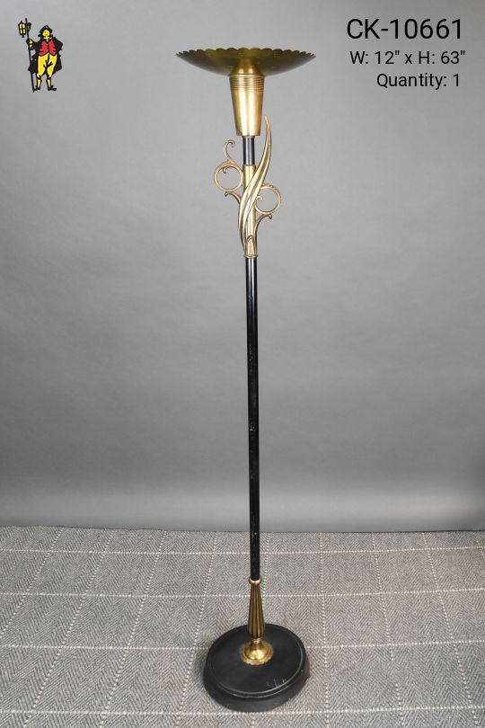 Art Deco Black & Brass Torchiere