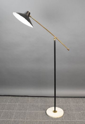 Black & Brass Mid Century Modern Adjustable Reading Floor Lamp
