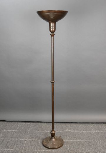 Bronze Metal Shaded Round Torchiere
