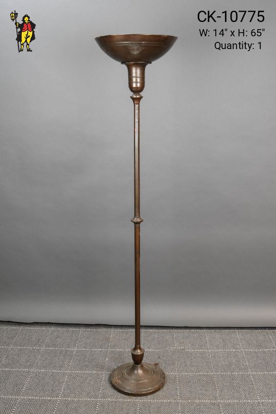 Bronze Metal Shaded Round Torchiere