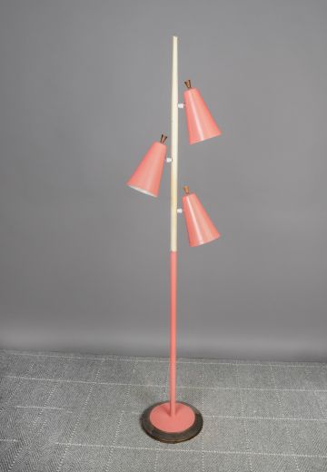 Pink Three Light Mid Century Floor Lamp