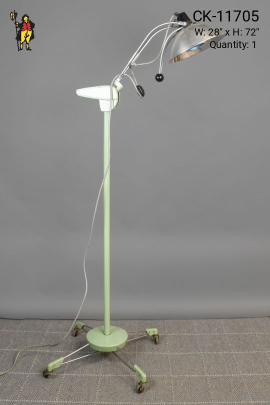 Green Rolling Vintage Medical Floor Lamp