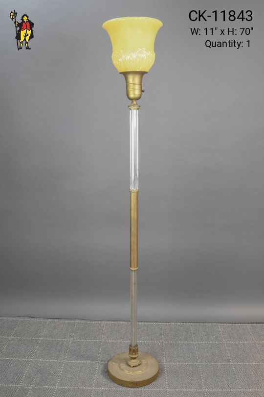 Mid Century Crystal & Brass Torchiere