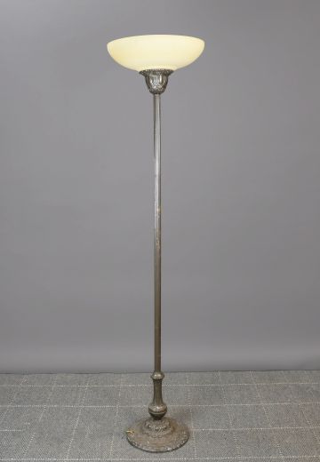 Old Gothic Glass Shaded Torchiere