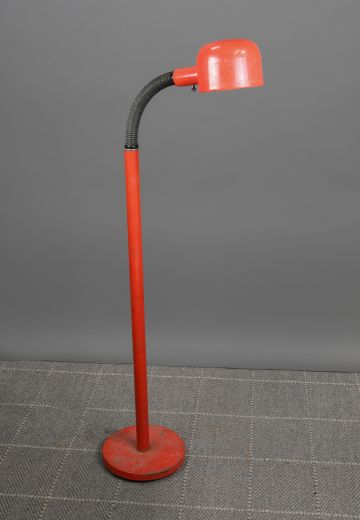 Red Post Modern Gooseneck Reading Floor Lamp