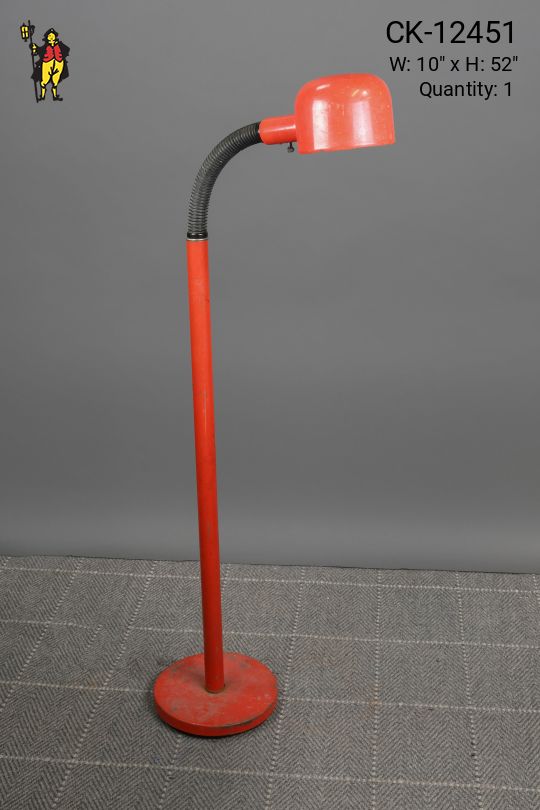 Red Post Modern Gooseneck Reading Floor Lamp
