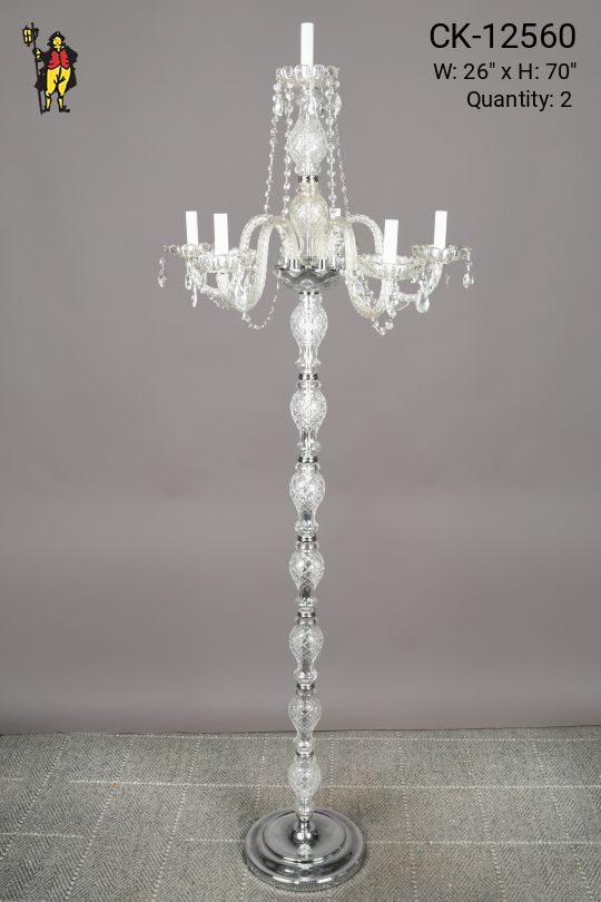 Six Light Crystal Candelabra