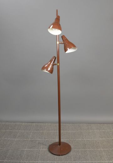 Mid Century Three Light Brown Floor Lamp