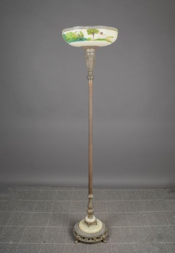 Antique Brass & Marble Torchiere