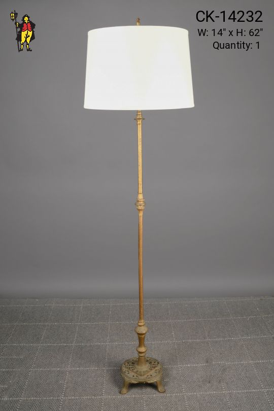 Footed Brass Pole Floor Lamp