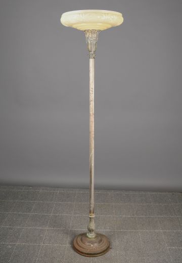 Distressed Antique Brass Torchiere