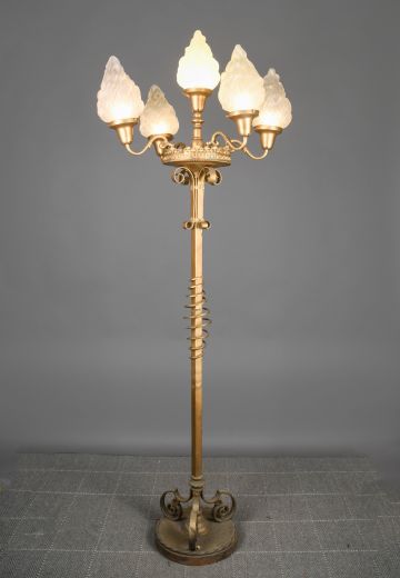 Five Flame Globe Standing Floor Lamp