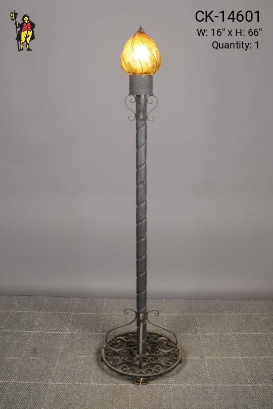 Medieval Iron Single Flame Standing Floor Lamp