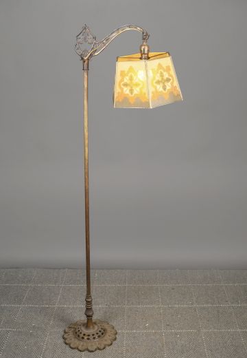 Mica Shaded Antique Brass Reading Floor Lamp