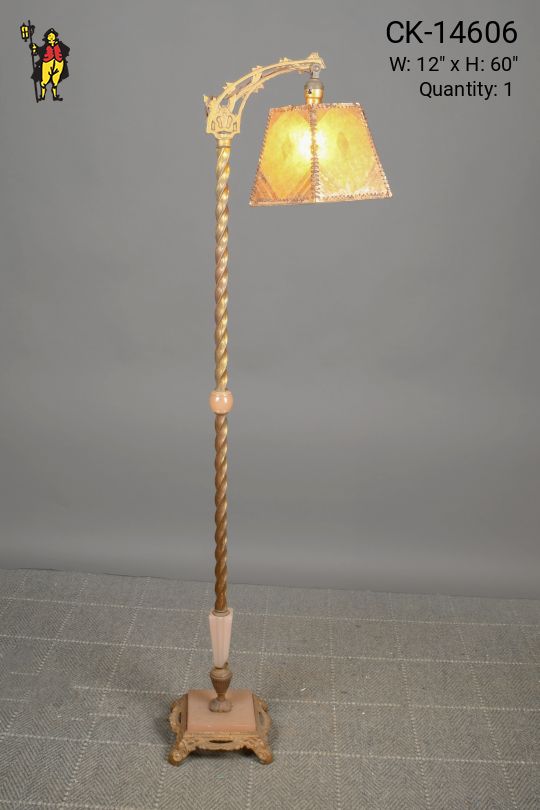 Mica Shaded Antique Brass Reading Floor Lamp