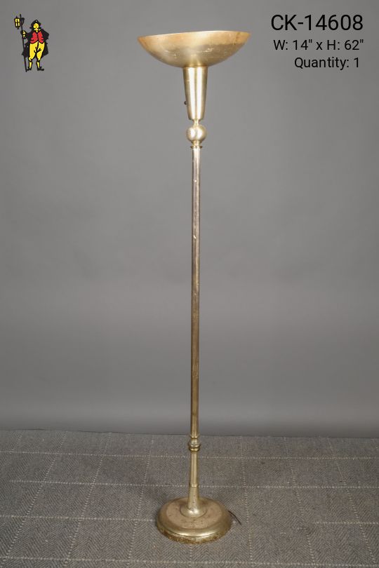 Distressed Nickel Metal Shaded Torchiere