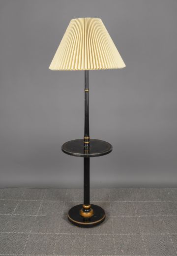 Black Wooden Table Lamp w/Black Wooden Table