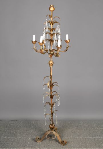 Brass Six Light Floral Candelabra