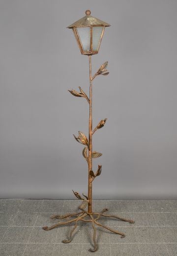 Distressed Bronze Floral Single Lantern Floor Lamp