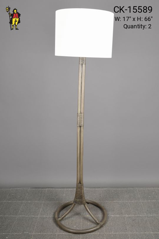 Painted Gray Wooden Floor Lamp