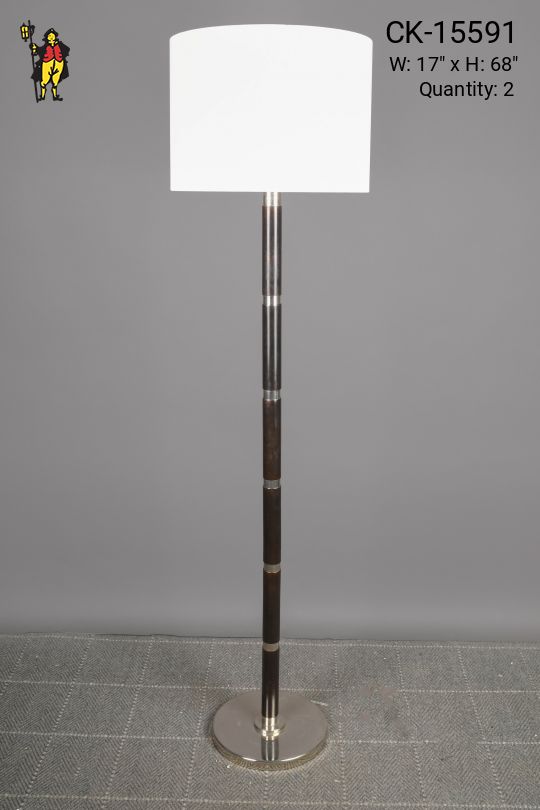 Wood & Chrome Modern Floor Lamp