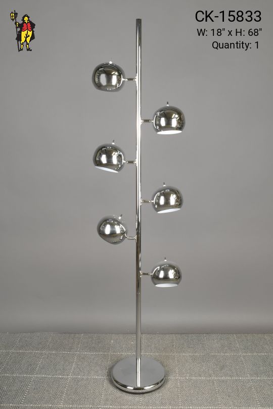 Chrome Six Light Directional Mid Century Modern Floor Lamp