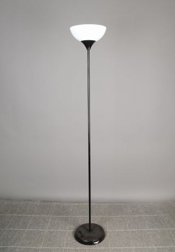 Black Modern Torchiere w/Plastic White Shade