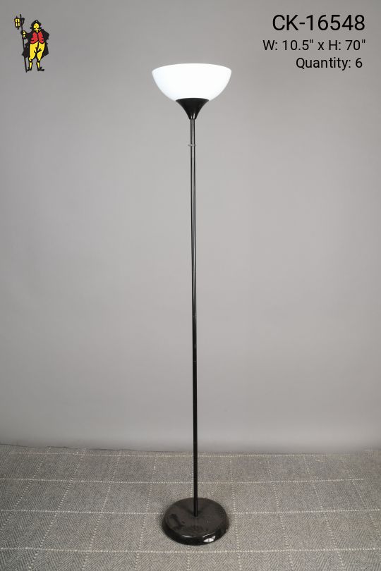 Black Modern Torchiere w/Plastic White Shade