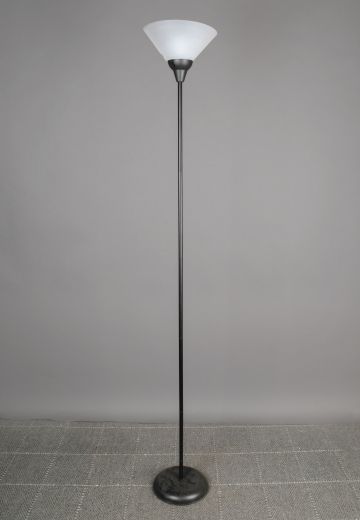 Black Modern Torchiere w/Plastic Frosted Shade