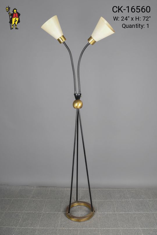 Black Two Light Gooseneck Mid Century Floor Lamp