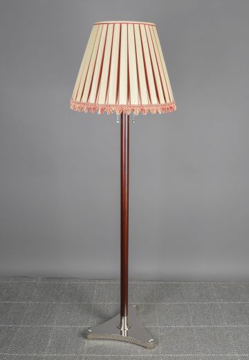 Wooden & Nickel Base Pole Floor Lamp