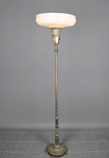 Vintage Antique Brass Torchiere w/Swirl Pattern
