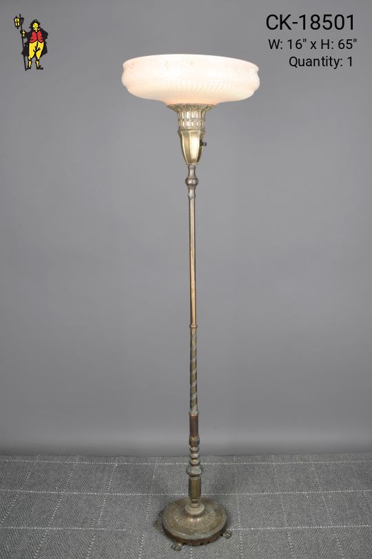 Vintage Antique Brass Torchiere w/Swirl Pattern