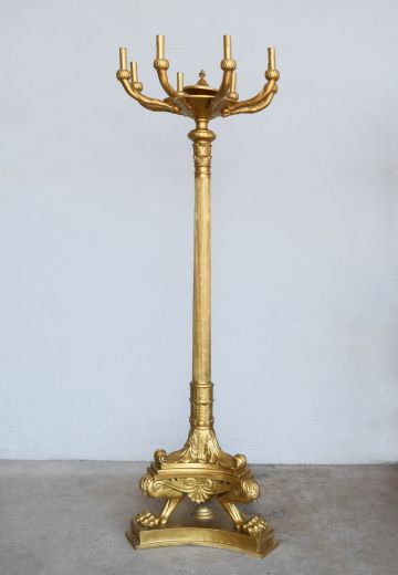 7' Brass Eight Candle Federal Standing Footed Candelabra