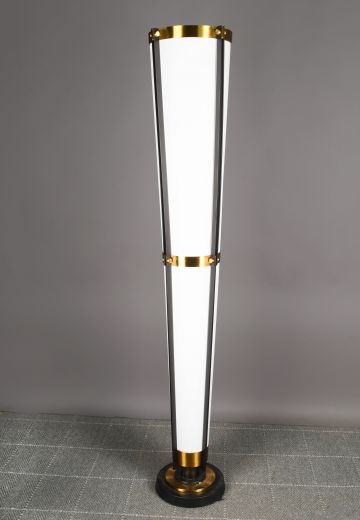 Fabric Shaded Brass & Black Torchiere