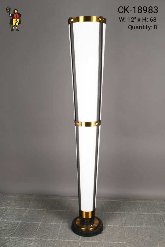 Fabric Shaded Brass & Black Torchiere