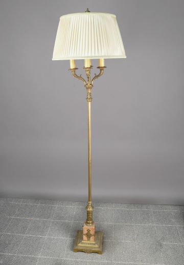Ornate Brass Four Candle Floor Lamp