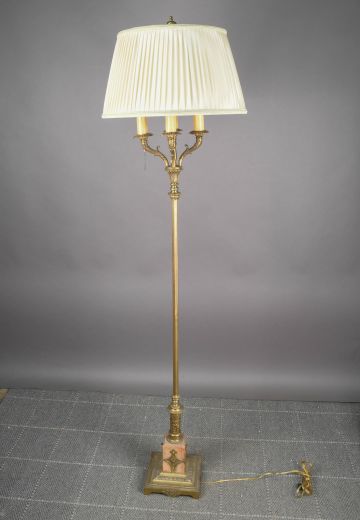 Ornate Brass Four Candle Floor Lamp