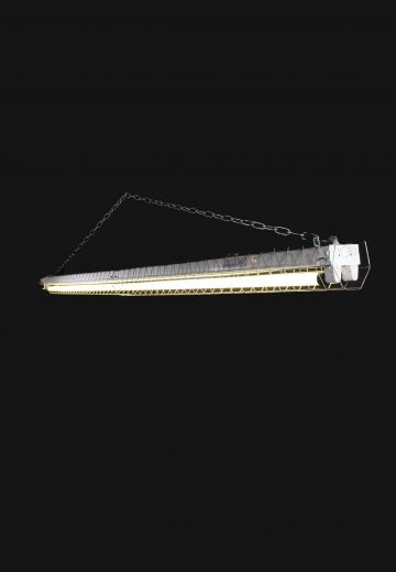 8' White Two Bulb Strip Fluorescent Fixture w/Cage (Available as Flush Mount or Hanging)
