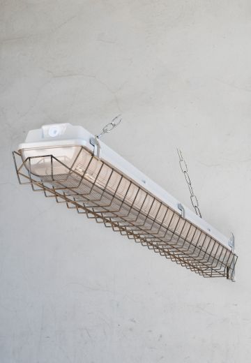 4' White Vapor Proof Fluorescent w/Prismatic Lens & Cage (Available as Hanging or Flushmount)