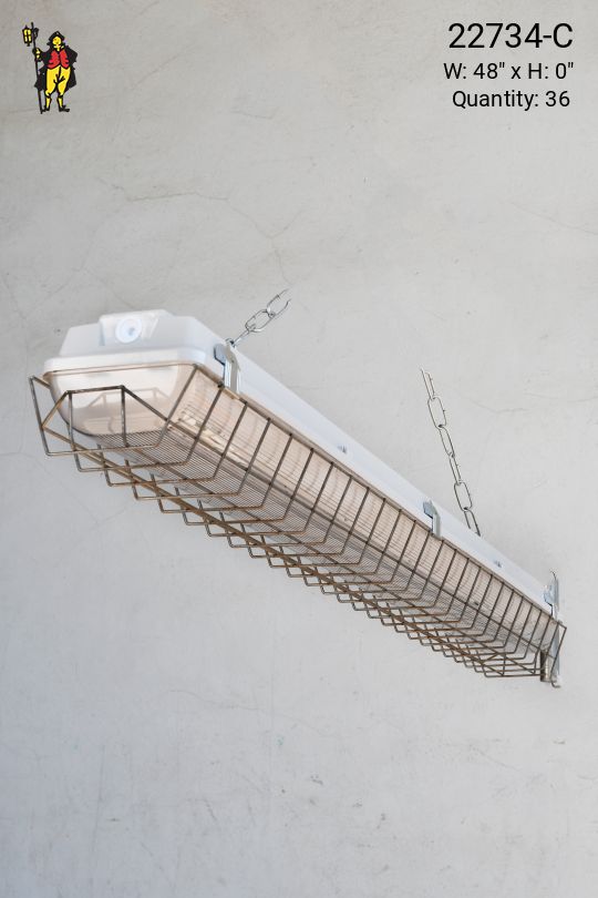 4' White Vapor Proof Fluorescent w/Prismatic Lens & Cage (Available as Hanging or Flushmount)