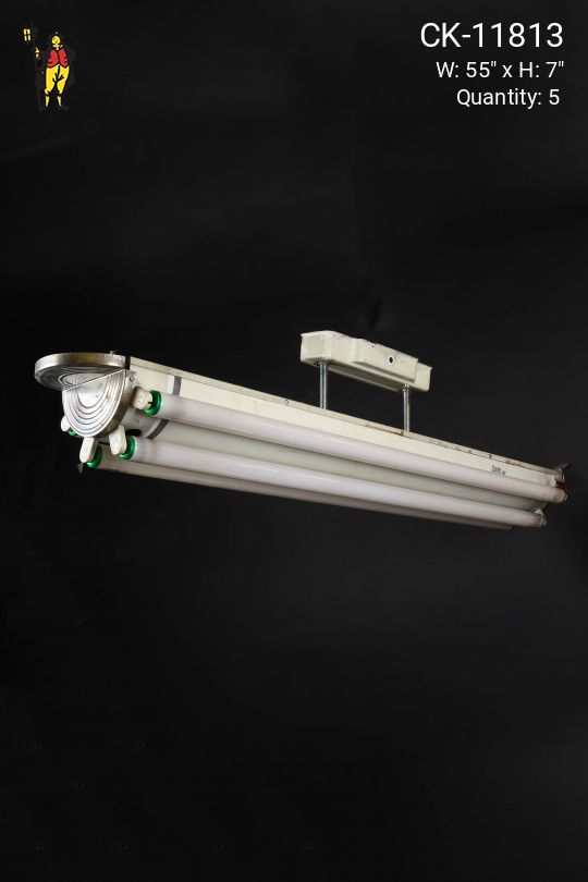 4' Mid Century Exposed Five Bulb Fluorescents