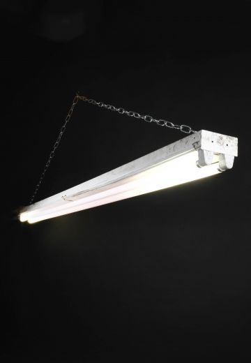 8' White Two Bulb Strip Fluorescent Fixture (Available as Flush Mount or Hanging)