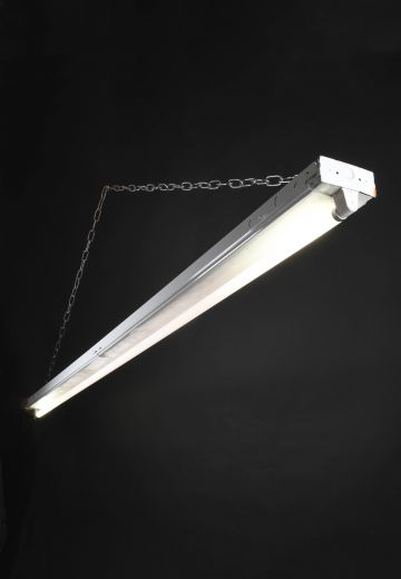8' White Single Bulb Strip Fluorescent Fixture (Available as Flush Mount or Hanging)