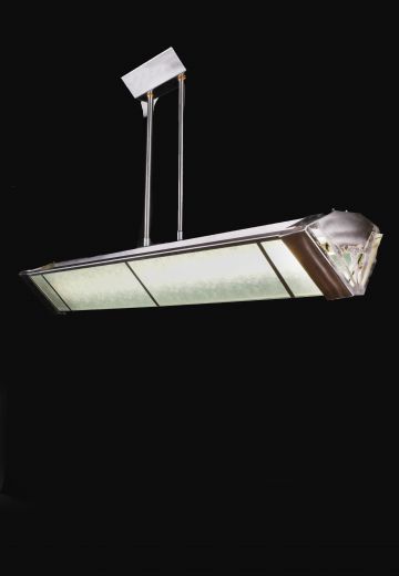 4' Metal Art Deco Two Bulb Fluorescent (Available as Hanging or Flush Mount)