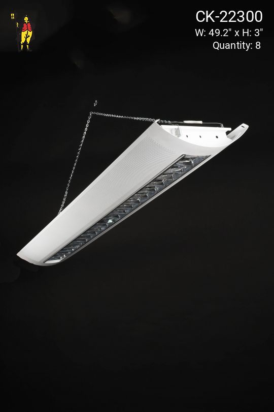 *Gutted - Astera Bulbs Required* 4' Modern Fluorescent w/Chrome Louvers & Pierced Metal