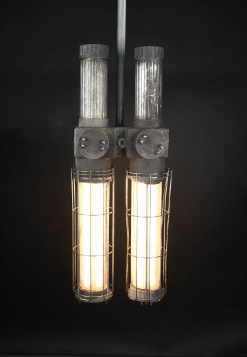 Metal Industrial Heavy Duty Explosion Proof Two Light Fluorescent Fixture (Available As Wall Mount or Hanging)
