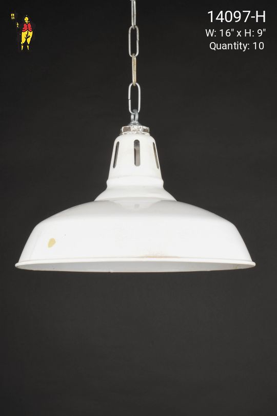 16" White Porcelain Enamel Hanging RLM