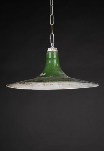 18" Distressed Green "Saucer" Porcelain Enamel Hanging RLM